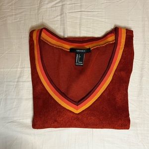 Orange and mustard yellow slightly cropped shirt